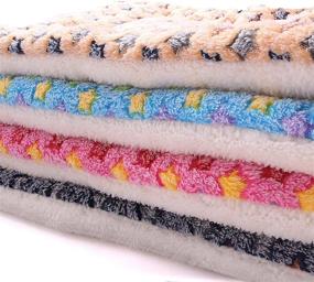 img 1 attached to FJWYSANGU Fluffy Pet Cat Blanket Soft Coral Velvet Pet Puppy Cushion Mat Warm Cover Soft Pad Mat L Dark Blue