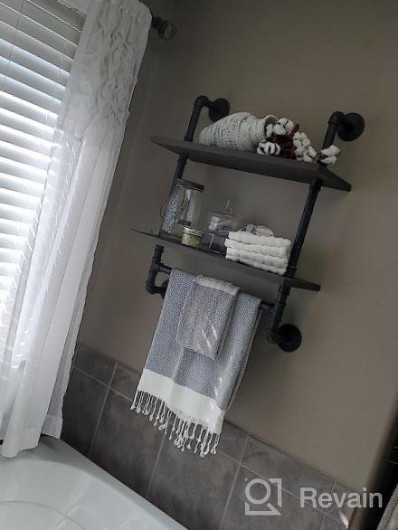 img 1 attached to Rustic Industrial Wall Shelves With Towel Bar - 24" Floating Pipe Towel Holder And 3- Shelf Wall Mounted Storage Organizer For Bathroom, Ideal Towel Rack For Wall Decor review by Ryan Hadden