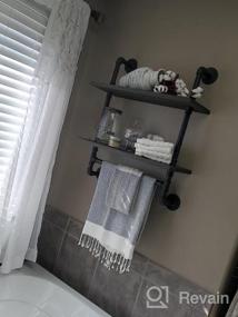 img 5 attached to Rustic Industrial Wall Shelves With Towel Bar - 24" Floating Pipe Towel Holder And 3- Shelf Wall Mounted Storage Organizer For Bathroom, Ideal Towel Rack For Wall Decor
