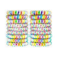 15pcs rainbow plastic phone cord ponytail holders for girls, toddlers & women - 79style spiral hair ties traceless coil hair ties (3 candy colors - large size) logo