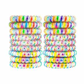 img 4 attached to 15Pcs Rainbow Plastic Phone Cord Ponytail Holders For Girls, Toddlers & Women - 79STYLE Spiral Hair Ties Traceless Coil Hair Ties (3 Candy Colors - Large Size)