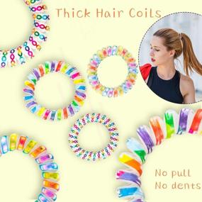 img 2 attached to 15Pcs Rainbow Plastic Phone Cord Ponytail Holders For Girls, Toddlers & Women - 79STYLE Spiral Hair Ties Traceless Coil Hair Ties (3 Candy Colors - Large Size)
