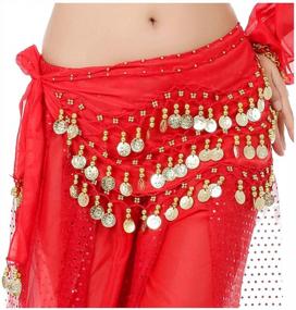 img 3 attached to Get Your Groove On In Style With Lauthen.S 128 Coins Belly Dance Hip Scarf For Halloween