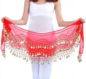 img 4 attached to Get Your Groove On In Style With Lauthen.S 128 Coins Belly Dance Hip Scarf For Halloween