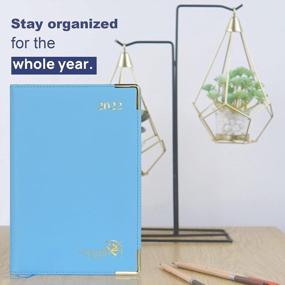 img 3 attached to 2022 Daily Planner With Vegan Leather Hardcover - Hourly Appointment Book, Monthly Tabs, Inner Pocket 5.5" X 8.5", Sky Blue POPRUN Agenda 2022