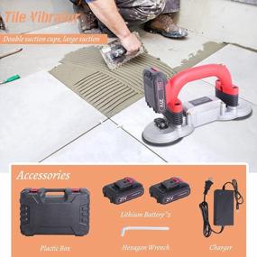 img 3 attached to YJINGRUI Tile Vibrator 12,000VPM Tile Leveling Machine 21V 2000MA, Double Suction Cup Tile Tiling Machine 6 Gears Hand-Held Tile Tiler Upgrade Lock Button (2 Battery)