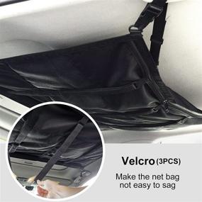 img 1 attached to 🚗 NIMLLAND Car Ceiling Storage Net - Adjustable D-Buckle, Webbing Velcro Car Ceiling Cargo Net, Double-Layer Half Mesh Ceiling Cargo Net for Organizing Clothes, Toys, and Sundries