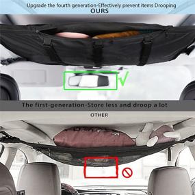 img 3 attached to 🚗 NIMLLAND Car Ceiling Storage Net - Adjustable D-Buckle, Webbing Velcro Car Ceiling Cargo Net, Double-Layer Half Mesh Ceiling Cargo Net for Organizing Clothes, Toys, and Sundries