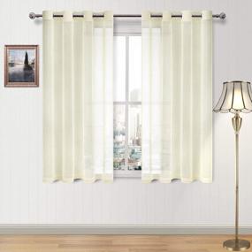 img 4 attached to Ivory Sheer Linen Look Curtains For Living Room & Bedroom - Set Of 2 Panels (52 X 54 Inches), Semi-Transparent Voile Grommet Drapes By DWCN