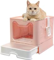 🐱 naivees large foldable jumbo top entry covered cat litter box with lid - no smell, easy-to-clean pet litter box including shovel logo