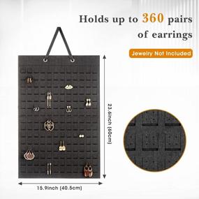 img 3 attached to Lolalet Earring Organizer Hanging Earring Holder Holds Up To 360 Pairs, Wall Mounted Earrings Organizer Stud Earring Hanger For Women, Large Capacity Earring Storage Ear Ring Display -Black, 1 Pack