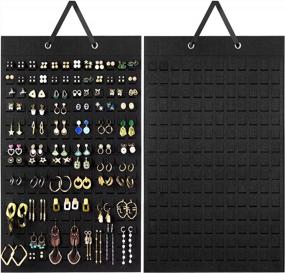 img 4 attached to Lolalet Earring Organizer Hanging Earring Holder Holds Up To 360 Pairs, Wall Mounted Earrings Organizer Stud Earring Hanger For Women, Large Capacity Earring Storage Ear Ring Display -Black, 1 Pack