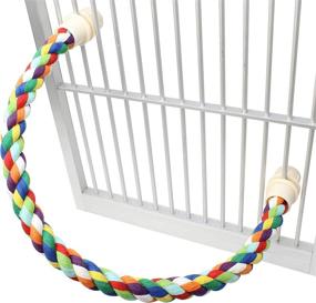 img 4 attached to 🦜 Colorful Cotton Parrot Perch Rope - Bendable, Climbable Toy for African Grey, Cockatoo, Quaker, Cockatiel Birds