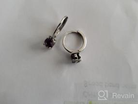 img 6 attached to Sterling Silver Solitaire Huggie Hoop Earrings: Genuine or Synthetic Gemstones, Perfect for Women and Teen Girls