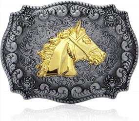 img 2 attached to Western Rodeo Horse Belt Buckle Engraved Celtic Pattern Cowboy Buckles For Men And Women By Huabola Calyn