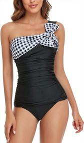 img 1 attached to Flaunt Your Curves With Smismivo'S Vintage One Shoulder Tankini Bathing Suit