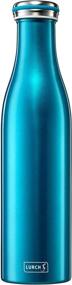 img 4 attached to 25Oz Double-Walled Stainless Steel Thermal Bottle By Lurch Germany - Keeps Drinks Hot & Cold (Water Blue 0.75L)