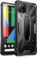 rugged poetic affinity series case for google pixel 4 (5.7 inch) - military grade hybrid bumper cover, lightweight and clear/black, compatible with 2019 release logo