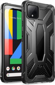 img 4 attached to Rugged Poetic Affinity Series Case For Google Pixel 4 (5.7 Inch) - Military Grade Hybrid Bumper Cover, Lightweight And Clear/Black, Compatible With 2019 Release