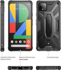 img 3 attached to Прочный чехол Poetic Affinity Series для Google Pixel 4 (5,7 дюйма) — гибридный чехол-бампер военного класса, легкий и прозрачный/черный, совместим с выпуском 2019 года