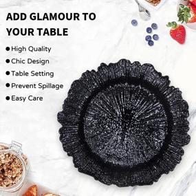 img 1 attached to 🍽️ Set of 6 MAONAME Black Charger Plates - 13-inch Plastic Chargers for Wedding Decor, Reef Plates Charger for Dinner Plate