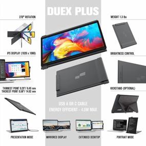 img 1 attached to Upgrade Your Laptop with Mobile Pixels Duex Plus Portable Monitor - USB C/USB A Plug and Play 13.3" Screen Extender 12.5" DUEX Pro