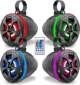 img 4 attached to 🔊 Pyle PLUTV47R Off-Road Waterproof Speakers - 4’’ 800W Marine Grade Wakeboard Tower Sport Speaker with RGB Lights, Remote Control - 2 Pair