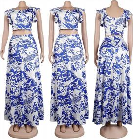 img 2 attached to Women'S Summer Sexy 2-Piece Outfit Ruffle Floral Tank Top Wrap Boho Tropical Long Skirt Set Clubwear Dress