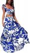 women's summer sexy 2-piece outfit ruffle floral tank top wrap boho tropical long skirt set clubwear dress logo