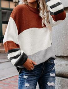 img 1 attached to MEROKEETY Women'S Crew Neck Long Sleeve Color Block Knit Sweater Casual Pullover Jumper Tops