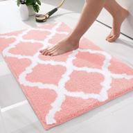 indulge in luxury with olanly's pink microfiber bathroom rug - soft, absorbent and non-slip for a comfortable and safe bathing experience 标志