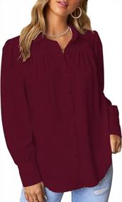 img 2 attached to Roswear Women'S Puff Sleeve Tops: Button-Up Dressy Casual Blouses With Long Sleeves