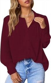 img 4 attached to Roswear Women'S Puff Sleeve Tops: Button-Up Dressy Casual Blouses With Long Sleeves