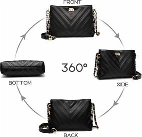 img 3 attached to Stylish And Versatile: Quilted Leather Crossbody Bags With Gold Chain Strap For Women