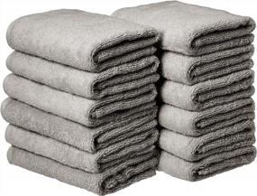 img 4 attached to 12-Pack Gray Cotton Hand Towels - Amazon Basics For Home & Bathroom Use