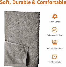img 3 attached to 12-Pack Gray Cotton Hand Towels - Amazon Basics For Home & Bathroom Use