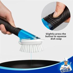 img 2 attached to 🧼 Convenient Kitchen Cleaning Solution: MR.SIGA Soap Dispensing Dish Brush Storage Set with Holder - Ideal for Pot, Pan, and Sink Cleaning