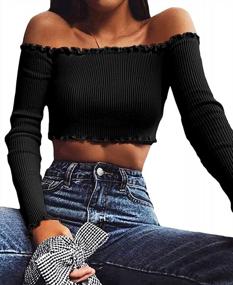 img 3 attached to Women'S Sexy Off Shoulder Crop Tops: PRETTODAY Short Sleeve Shirts, Casual Slim Tees