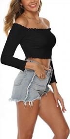 img 2 attached to Women'S Sexy Off Shoulder Crop Tops: PRETTODAY Short Sleeve Shirts, Casual Slim Tees