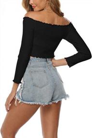 img 1 attached to Women'S Sexy Off Shoulder Crop Tops: PRETTODAY Short Sleeve Shirts, Casual Slim Tees