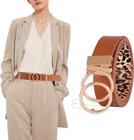 img 2 attached to Chic and Versatile: Women's Reversible Leather Belts - Vintage Women's Accessories