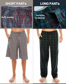 img 1 attached to Cotton Long Short Lounge Pants For Men - Soft Plaid Check Pajama Pants With Pockets - 100% Woven Lounger For Sleeping And Relaxing