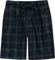 cotton long short lounge pants for men - soft plaid check pajama pants with pockets - 100% woven lounger for sleeping and relaxing logo