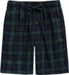 cotton long short lounge pants for men - soft plaid check pajama pants with pockets - 100% woven lounger for sleeping and relaxing logo