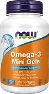 now supplements, omega-3 mini gels, 180 epa / 120 dha, molecularly distilled, cardiovascular support*, 180 softgels logo