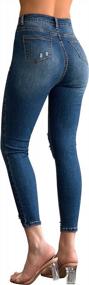img 3 attached to Roswear Women'S Distressed Skinny Jeans With Mid-Rise Waistline - Essential Wardrobe Staple For Trendy Looks