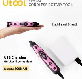 img 1 attached to Utool 4V Mini Cordless Rotary Tool Kit With 42 Accessories, USB Charging & 3-Speed Nail Drill For Trimming, Cutting, Drilling, Etching, Sanding, Engraving, Polishing & DIY Crafts (Pink)