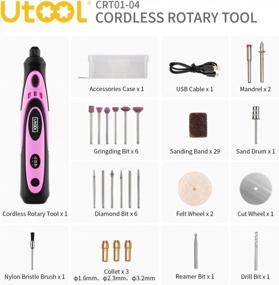 img 2 attached to Utool 4V Mini Cordless Rotary Tool Kit With 42 Accessories, USB Charging & 3-Speed Nail Drill For Trimming, Cutting, Drilling, Etching, Sanding, Engraving, Polishing & DIY Crafts (Pink)