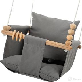 img 4 attached to 👶 Multipurpose Dark Gray Lumber Canvas Baby Swing Set with Belt: Indoor & Outdoor Infant Hammock Swing Chair with Storage Bag - Perfect Baby Gift!