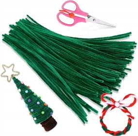 img 4 attached to 100 темно-зеленых стеблей синели для рукоделия, рождественских украшений, свадеб, бутиков, шитья и дома